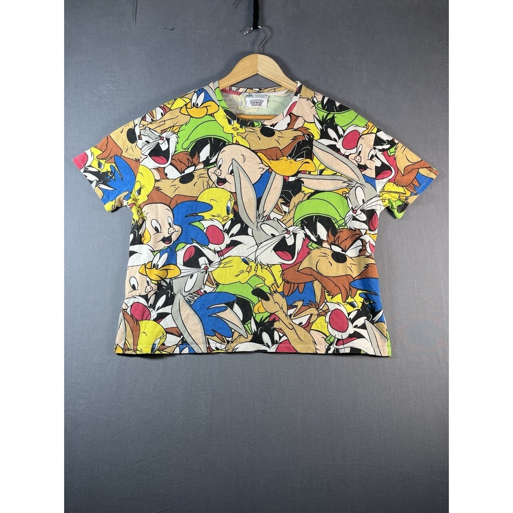ZARA Looney Tunes Graphic Tee Medium Cotton Crewneck Cartoon Casual Streetwear